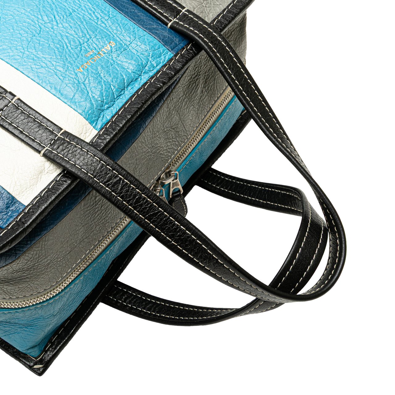 Balenciaga S Lambskin Bazar Shopper Satchel Blauw