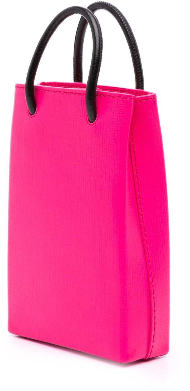 Balenciaga Mini Calfskin Logo Shopping Phone Holder Roze