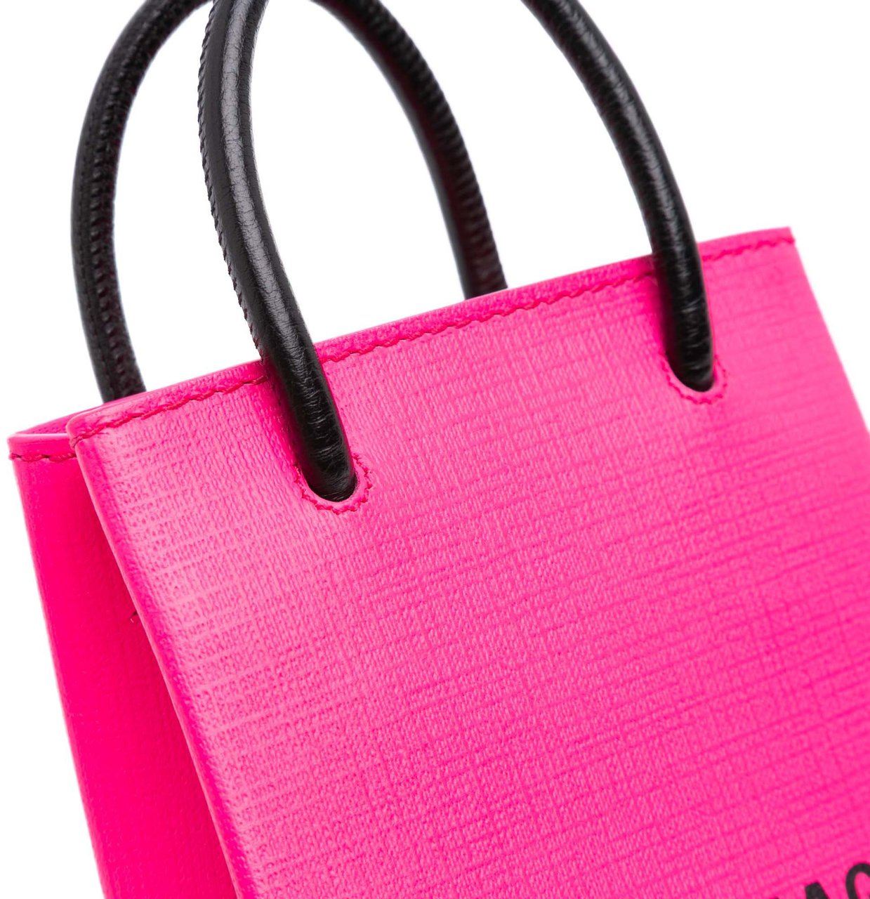 Balenciaga Mini Calfskin Logo Shopping Phone Holder Roze