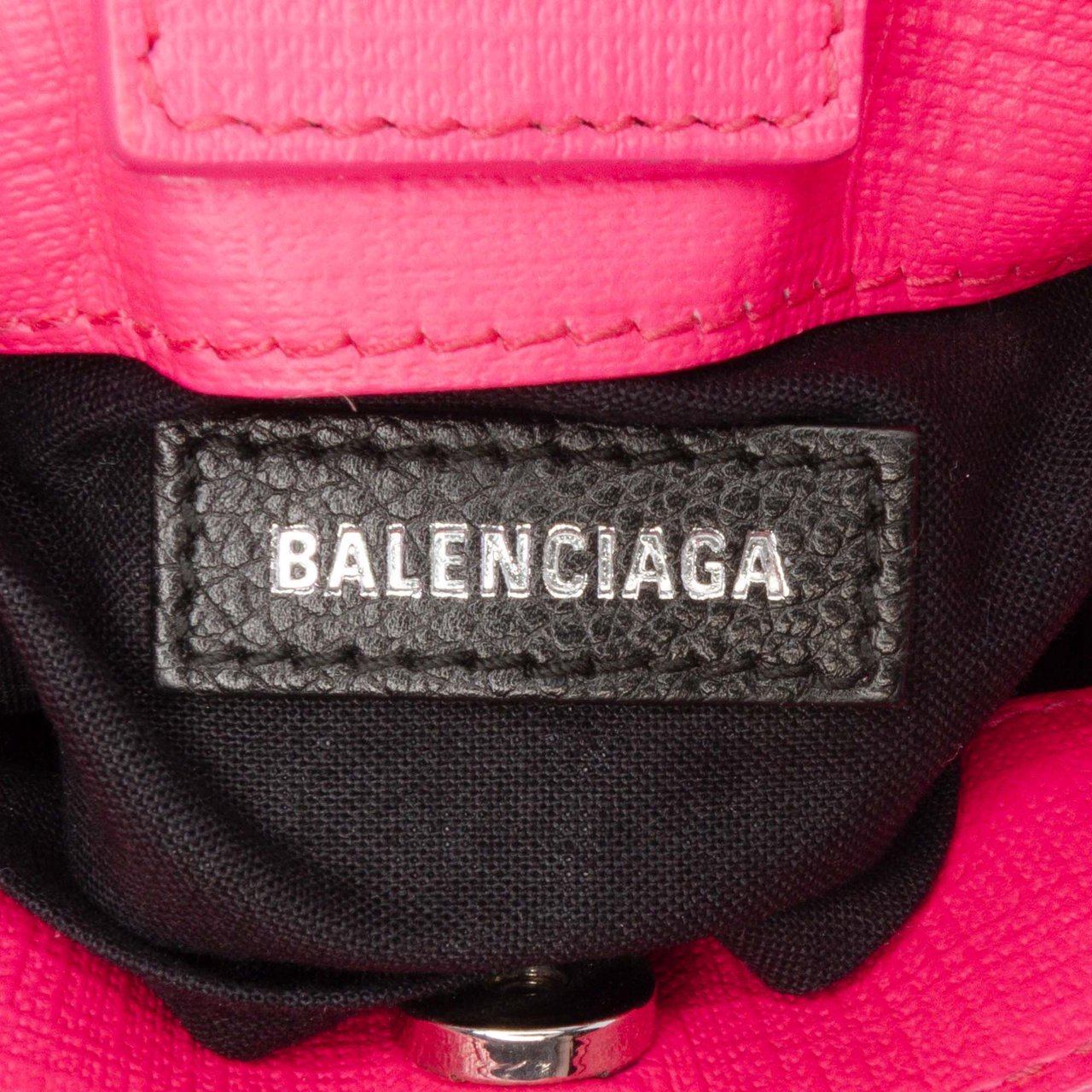 Balenciaga Mini Calfskin Logo Shopping Phone Holder Roze