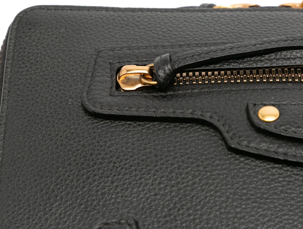 Balenciaga Pebbled Leather Neo Classic City Pouch Crossbody Zwart