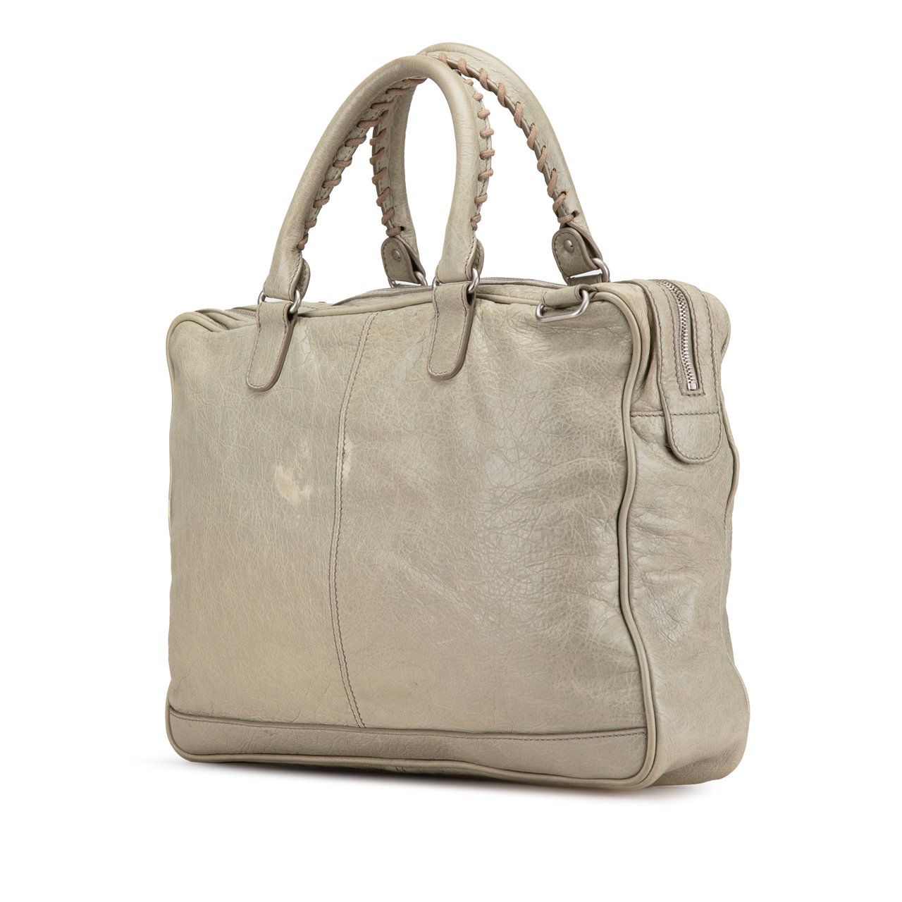 Balenciaga Lambskin Motocross Classic Bridge Satchel Grijs