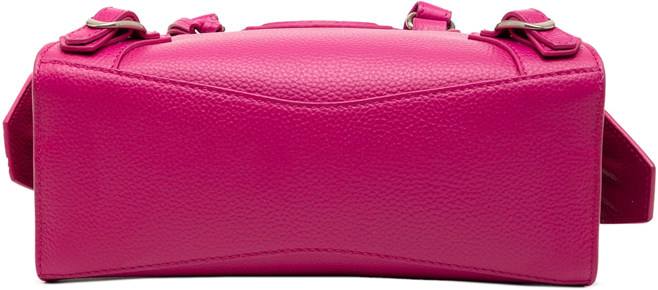Balenciaga Mini Grained Calfskin Motocross Neo Classic City Satchel Roze