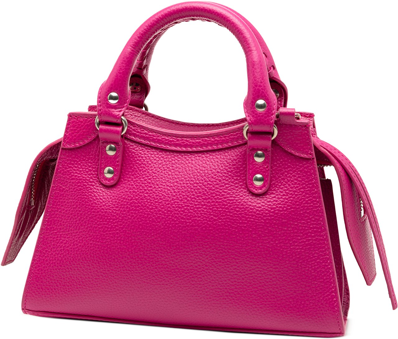 Balenciaga Mini Grained Calfskin Motocross Neo Classic City Satchel Roze