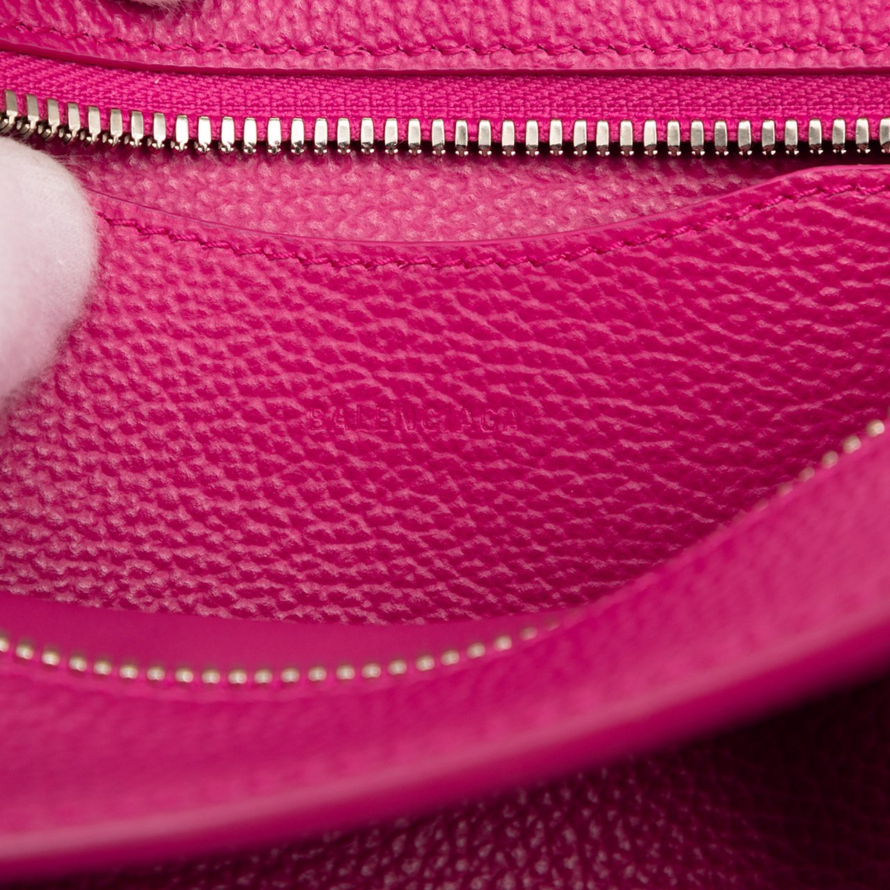 Balenciaga Mini Grained Calfskin Motocross Neo Classic City Satchel Roze