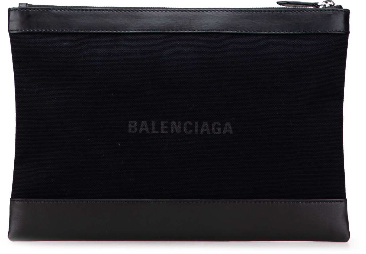 Balenciaga Canvas Navy Clip M Clutch Zwart