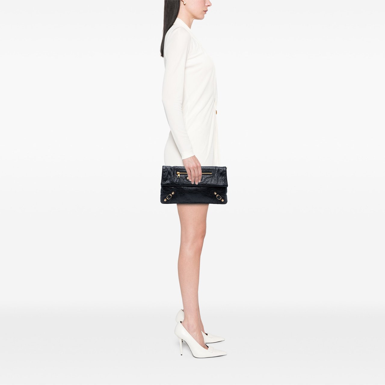 Balenciaga Lambskin Motocross Giant 12 Envelope Clutch Zwart