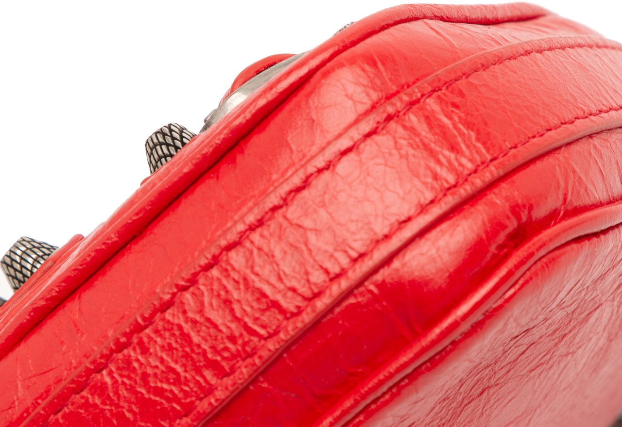 Balenciaga Mini Lambskin Motocross Le Cagole Heart Chain Bag Rood