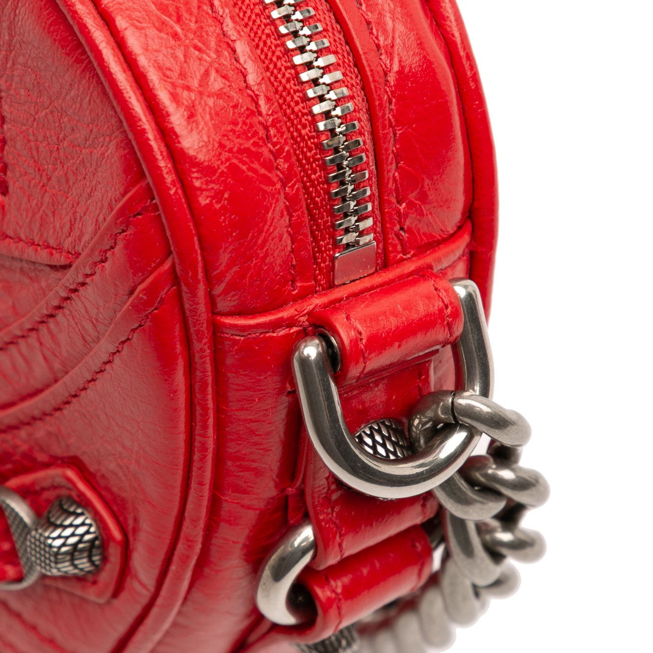 Balenciaga Mini Lambskin Motocross Le Cagole Heart Chain Bag Rood