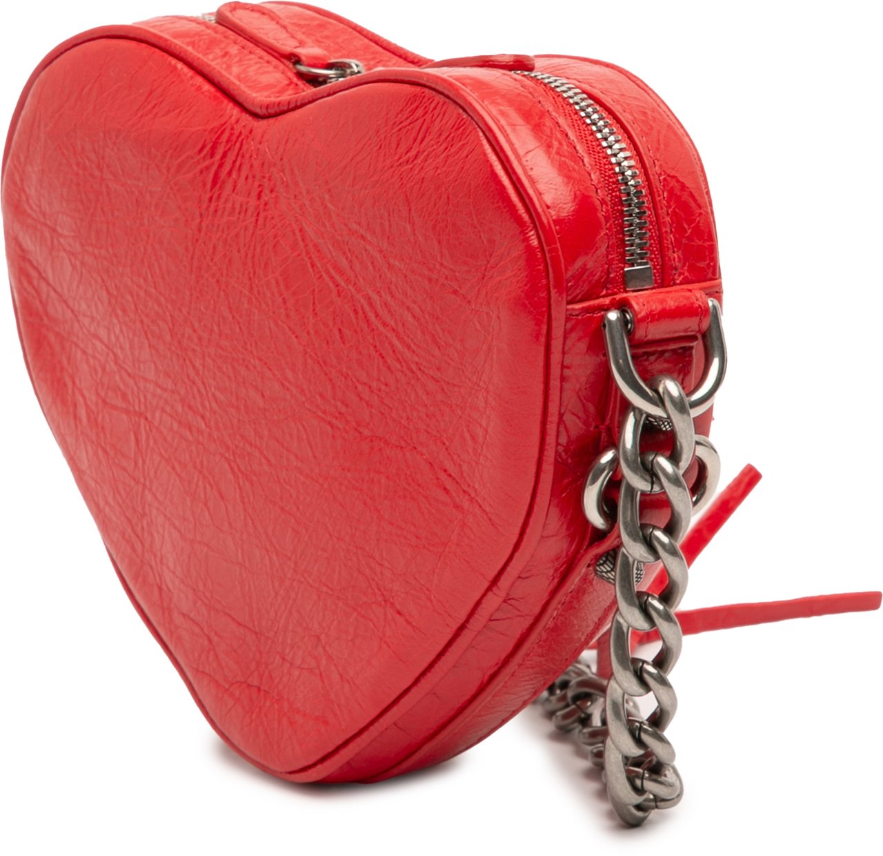 Balenciaga Mini Lambskin Motocross Le Cagole Heart Chain Bag Rood