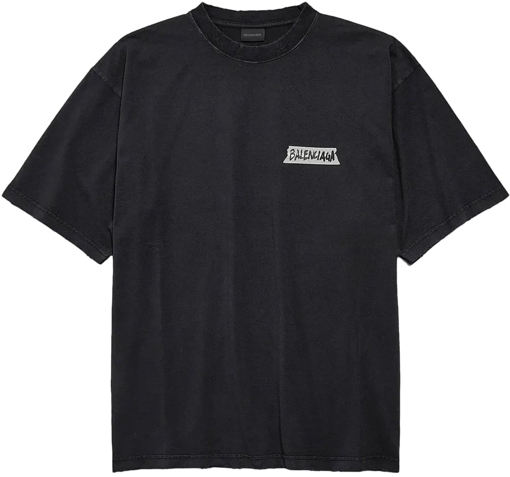 Balenciaga Masking Tape Medium Fit T-shirt Zwart