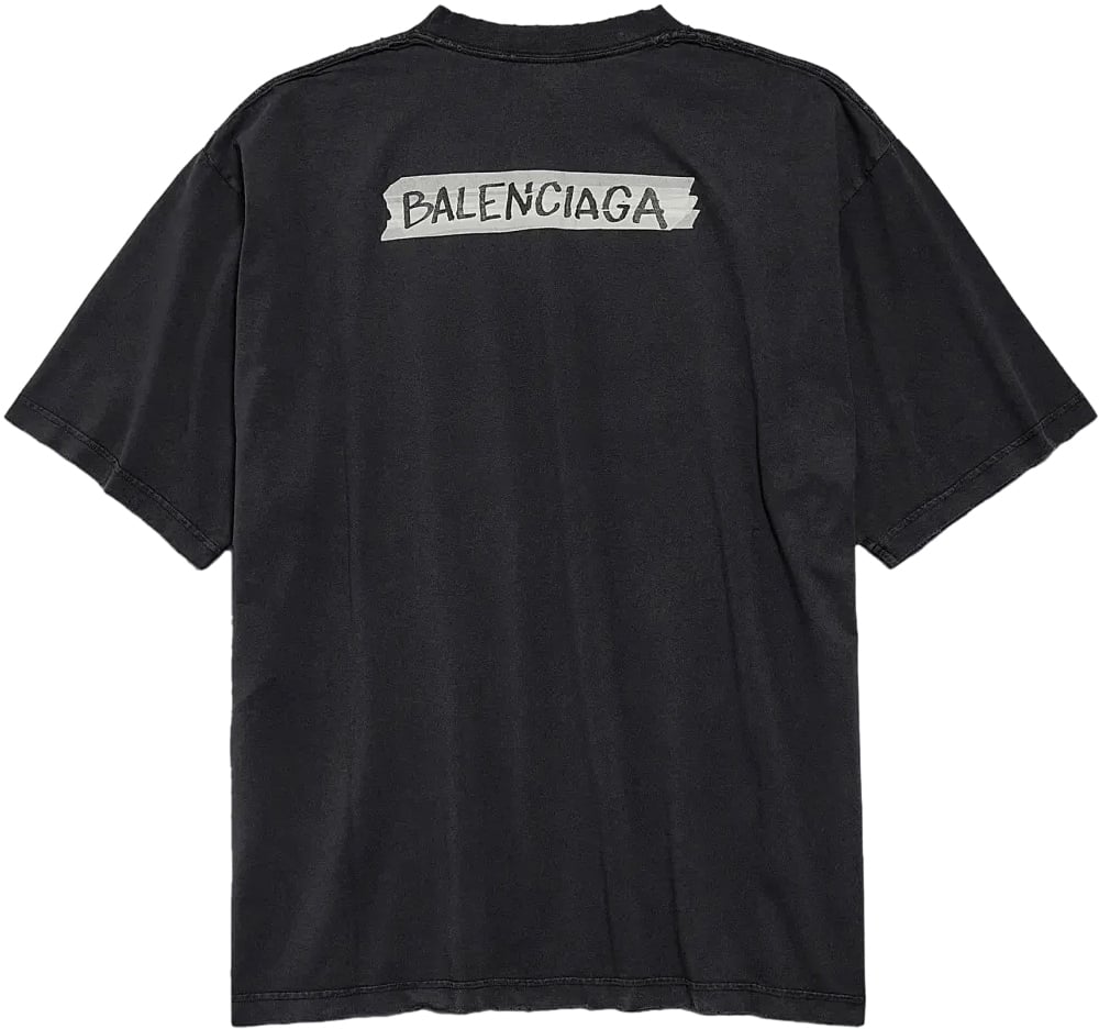 Balenciaga Masking Tape Medium Fit T-shirt Zwart