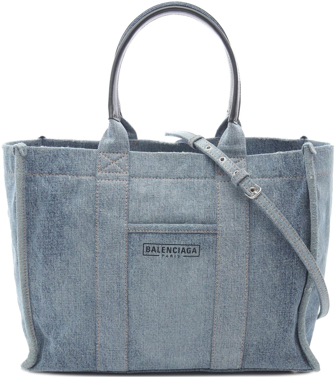Balenciaga Medium Denim Hardware Tote Blauw