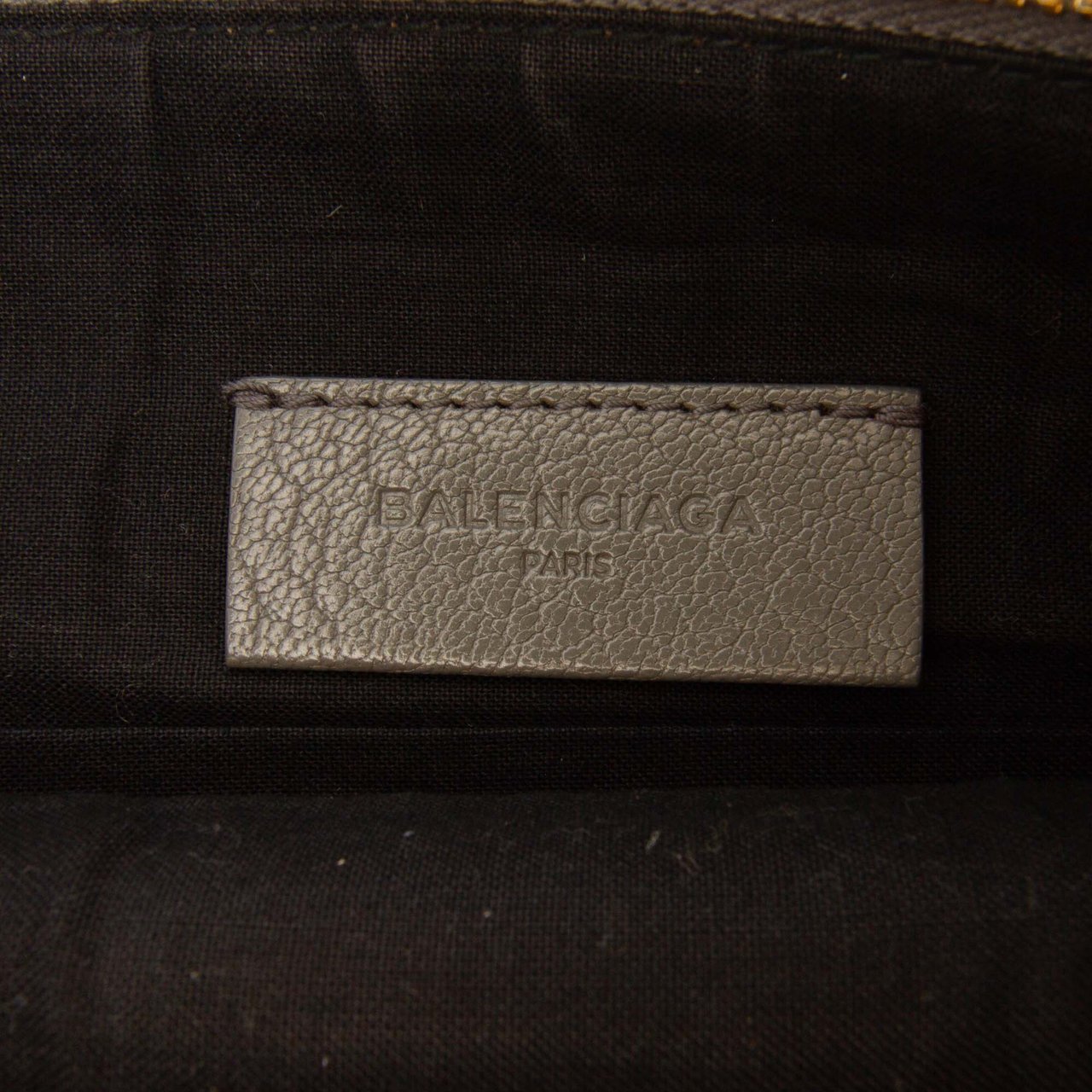 Balenciaga Lambskin Motocross Metallic Edge Flat Clutch Grijs