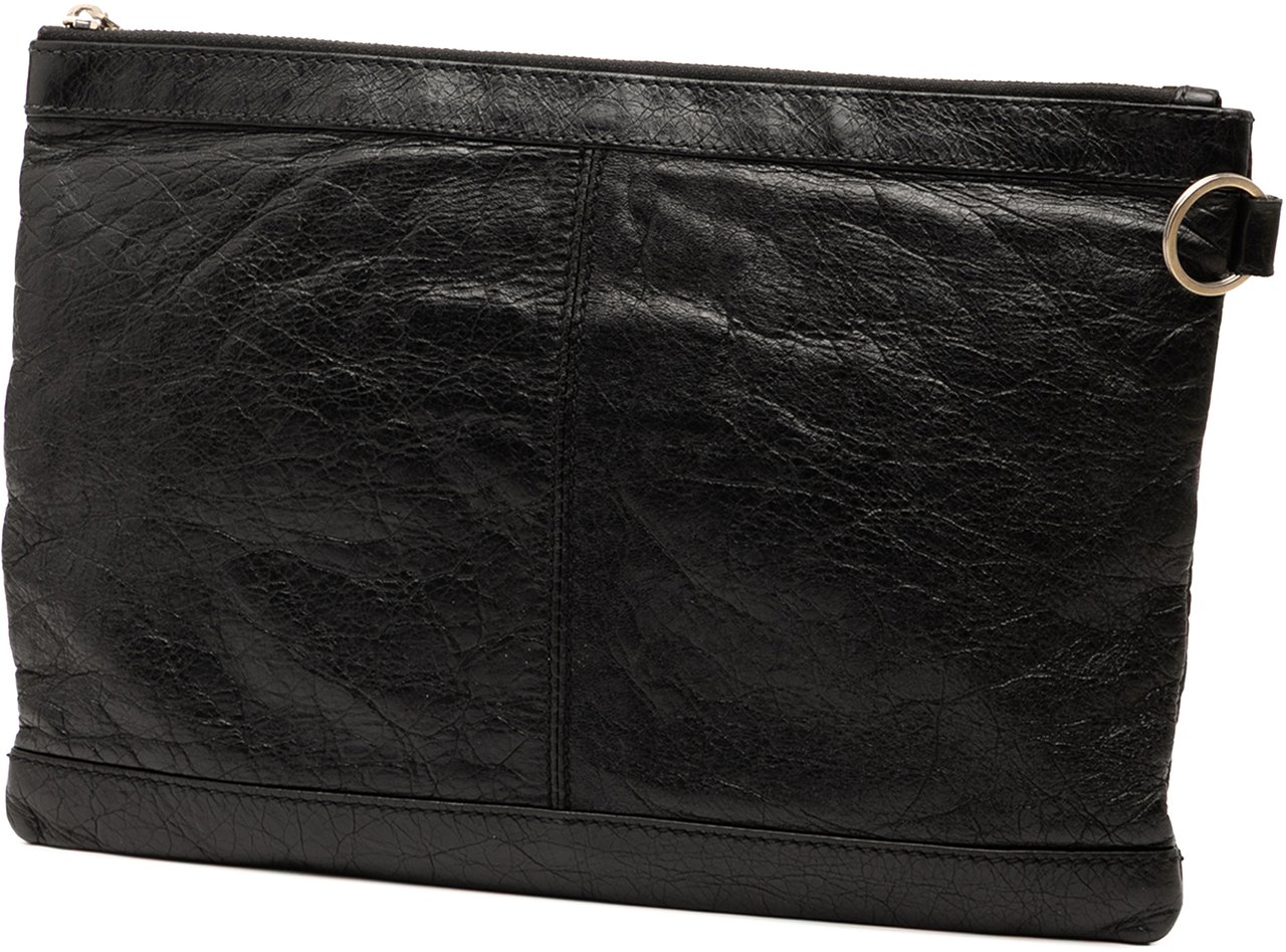 Balenciaga Lambskin Motocross Classic Clip M Clutch Zwart