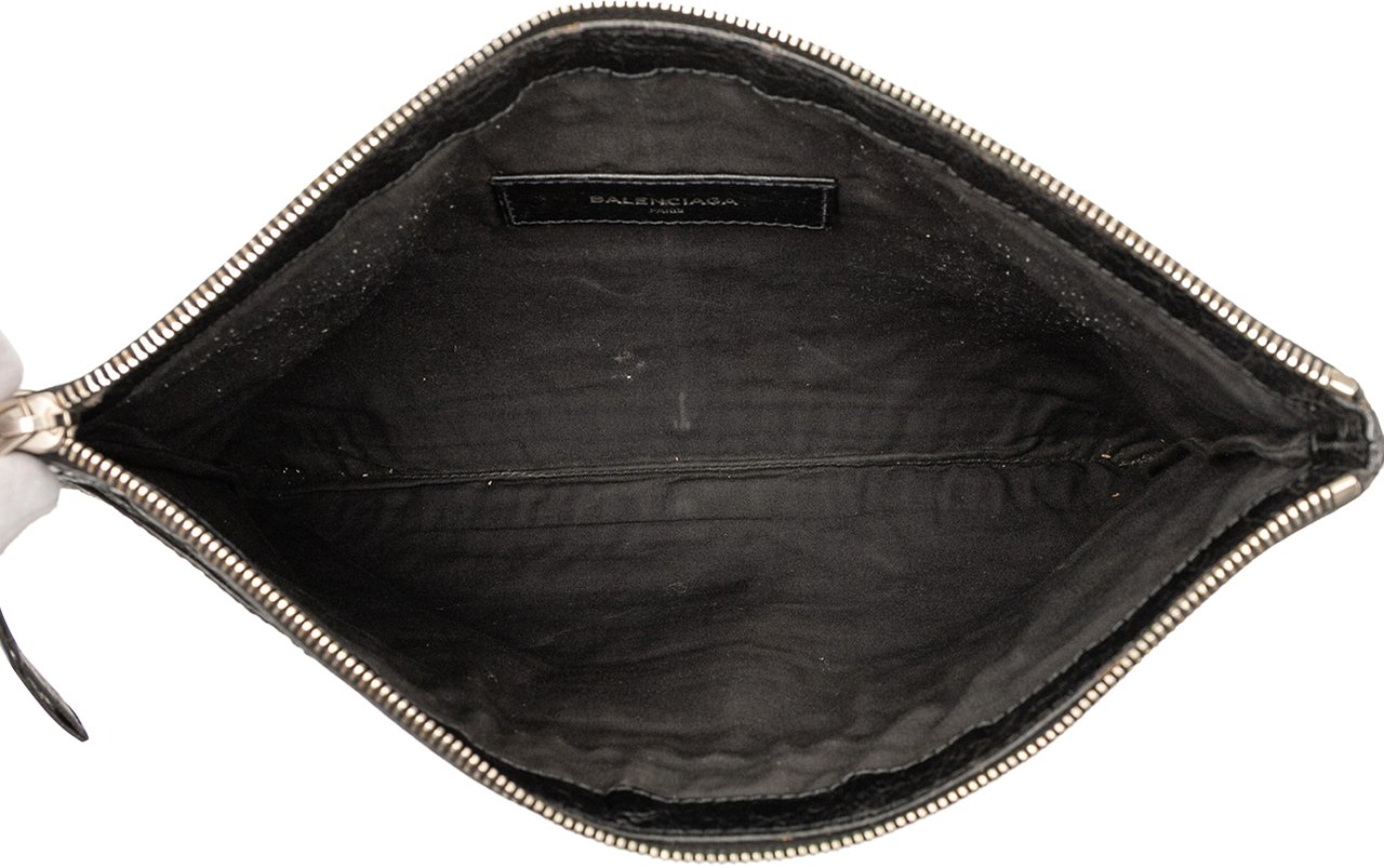 Balenciaga Lambskin Motocross Classic Clip M Clutch Zwart