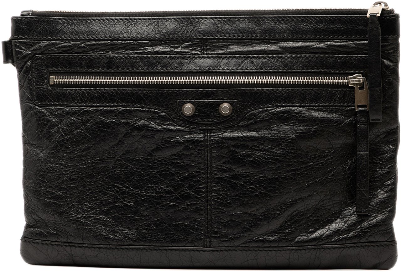 Balenciaga Lambskin Motocross Classic Clip M Clutch Zwart