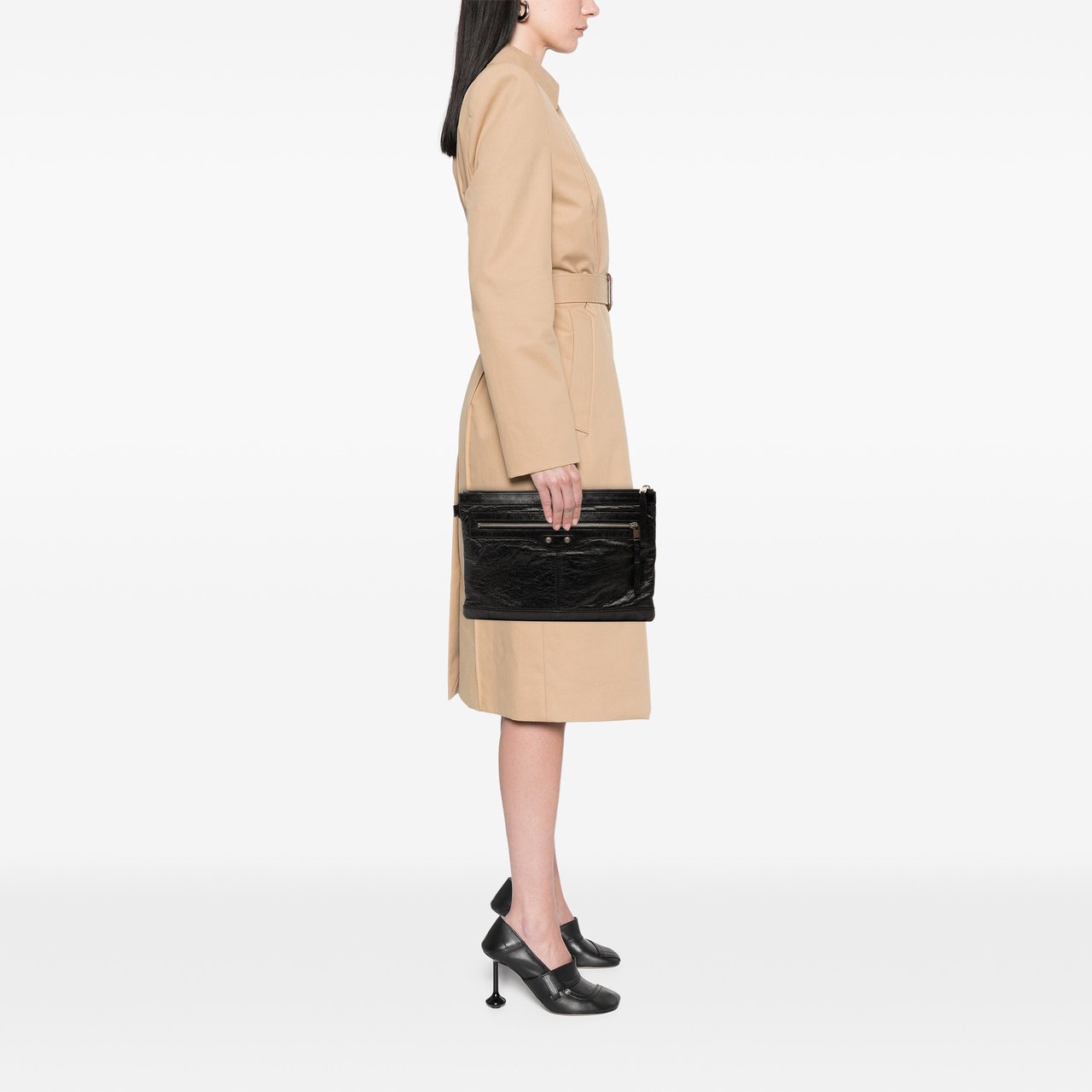 Balenciaga Lambskin Motocross Classic Clip M Clutch Zwart