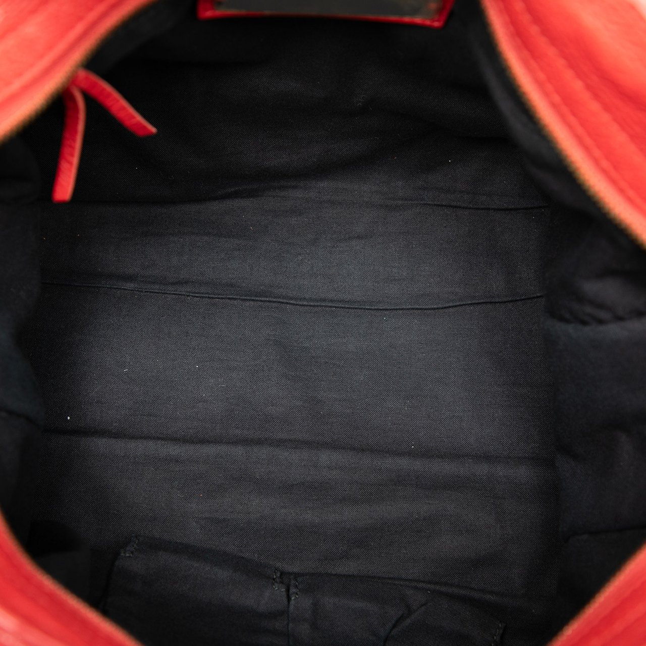 Balenciaga Lambskin Motocross Classic City Satchel Rood