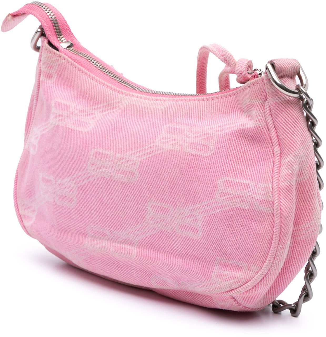 Balenciaga Mini BB Monogram Denim Le Cagole Roze