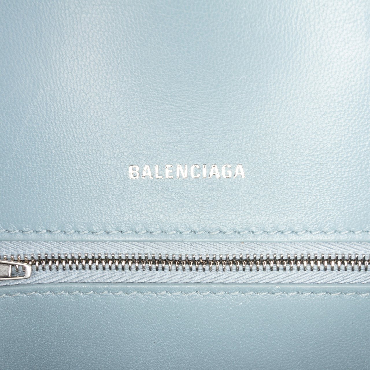 Balenciaga Small Croc Embossed Hourglass Top Handle Bag Blauw