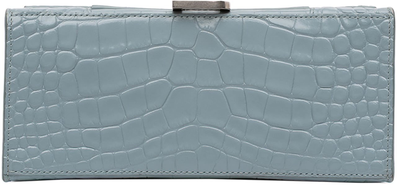 Balenciaga Small Croc Embossed Hourglass Top Handle Bag Blauw