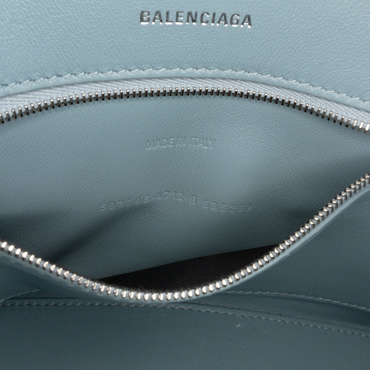 Balenciaga Small Croc Embossed Hourglass Top Handle Bag Blauw