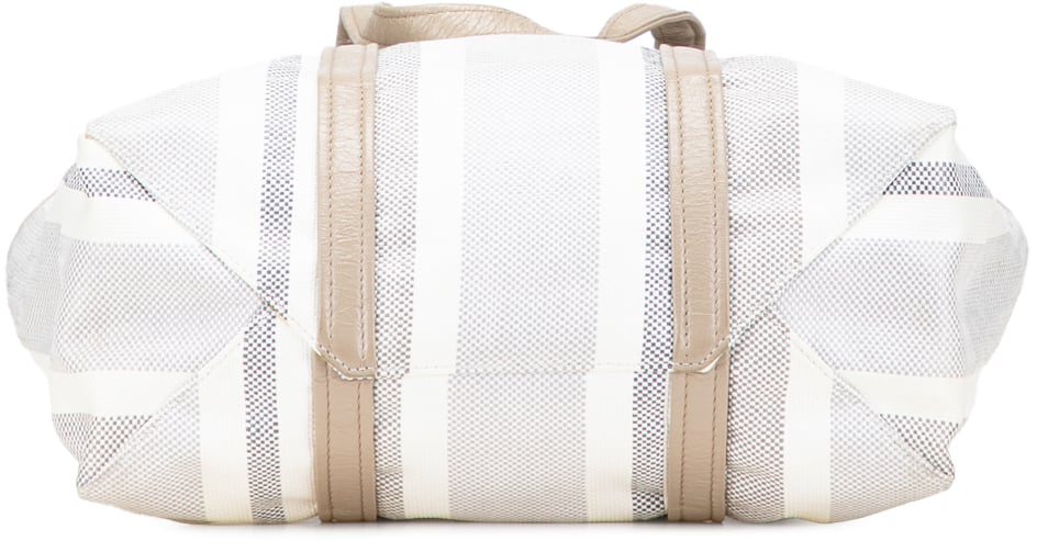 Balenciaga Medium Woven Calfskin Barbes East West Shopper Bag Grijs