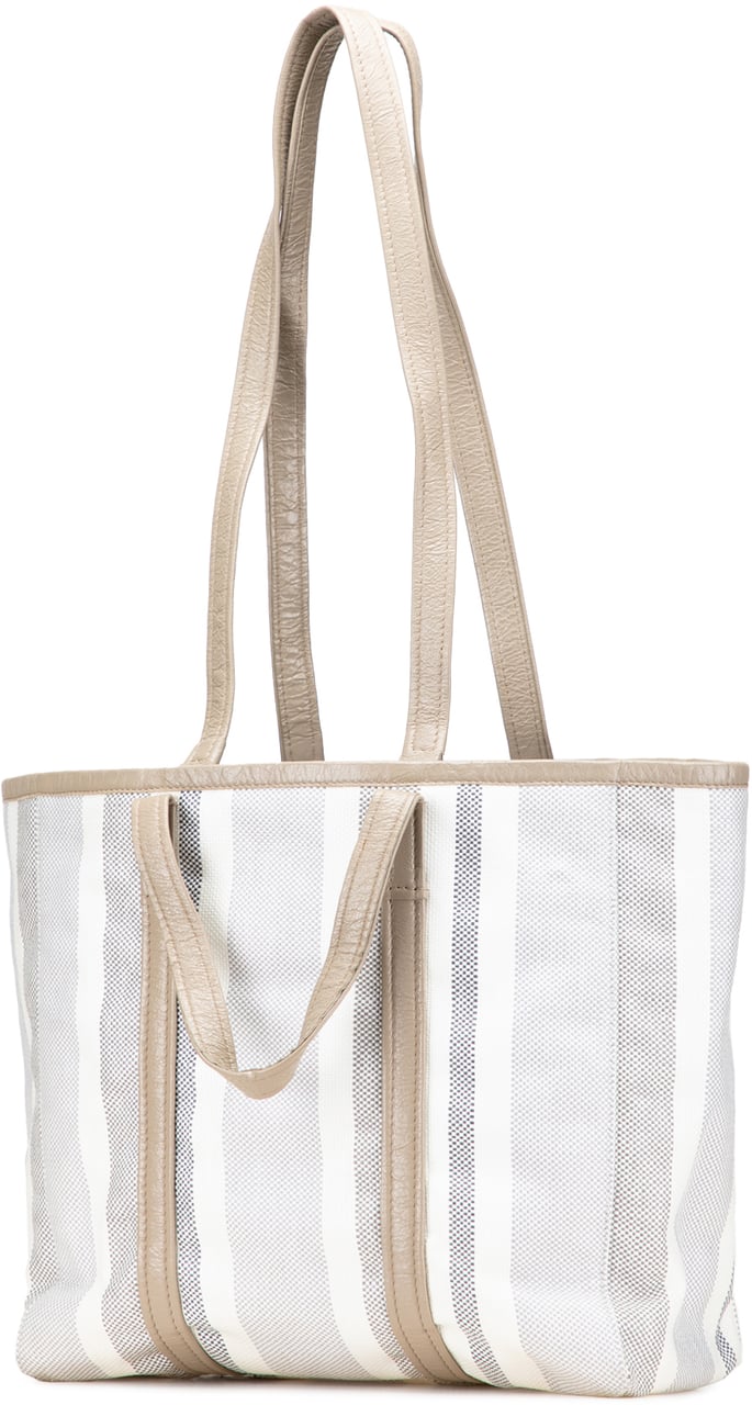 Balenciaga Medium Woven Calfskin Barbes East West Shopper Bag Grijs