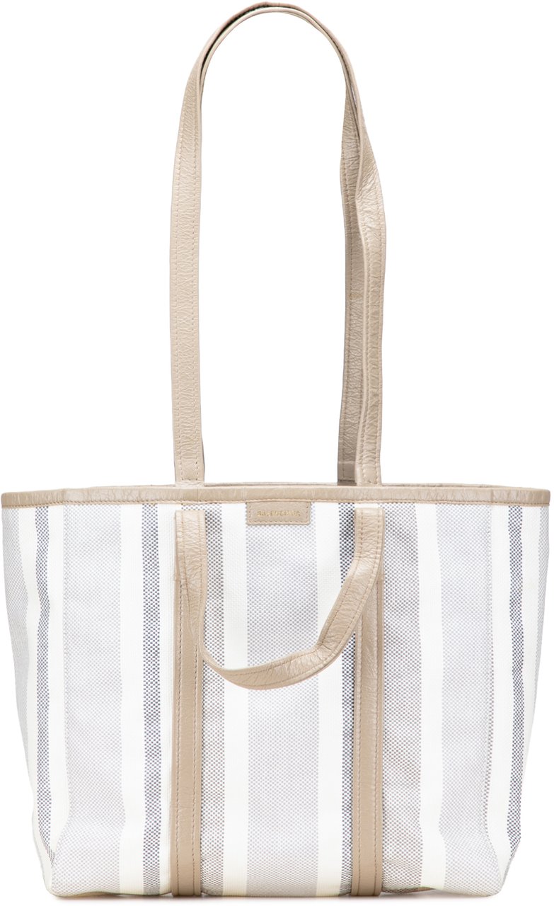 Balenciaga Medium Woven Calfskin Barbes East West Shopper Bag Grijs