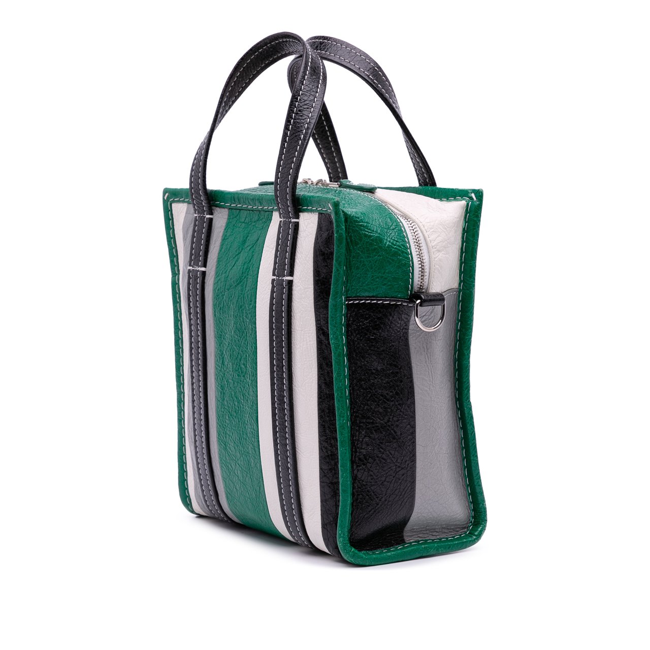 Balenciaga XS Lambskin Bazar Shopper Satchel Groen