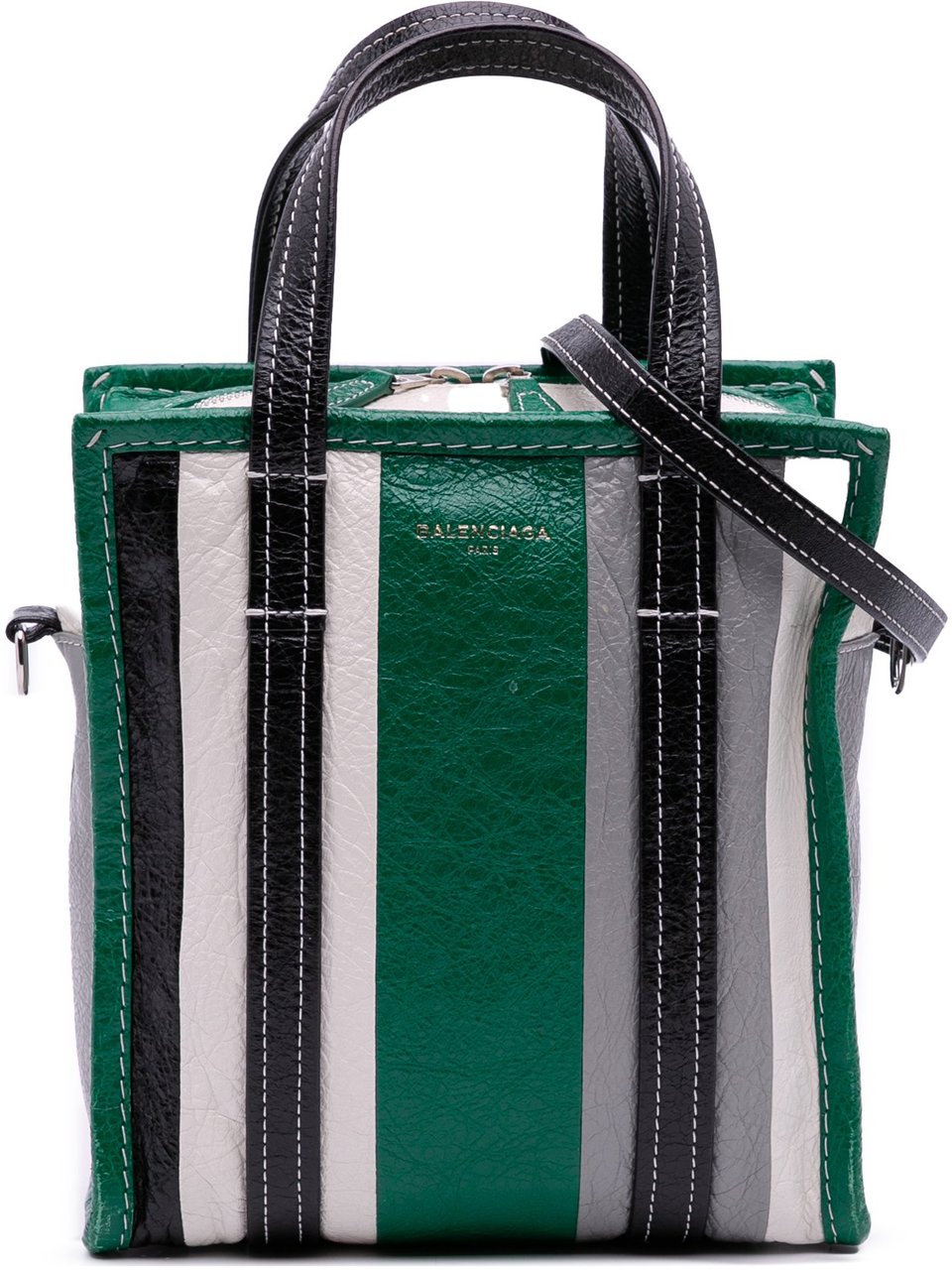 Balenciaga XS Lambskin Bazar Shopper Satchel Groen
