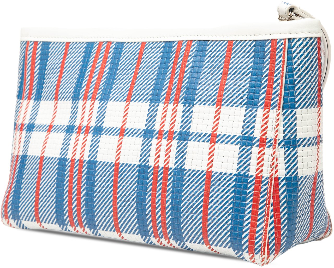 Balenciaga Small Lambskin Z Check Printed Barbes Zip Pouch Blauw