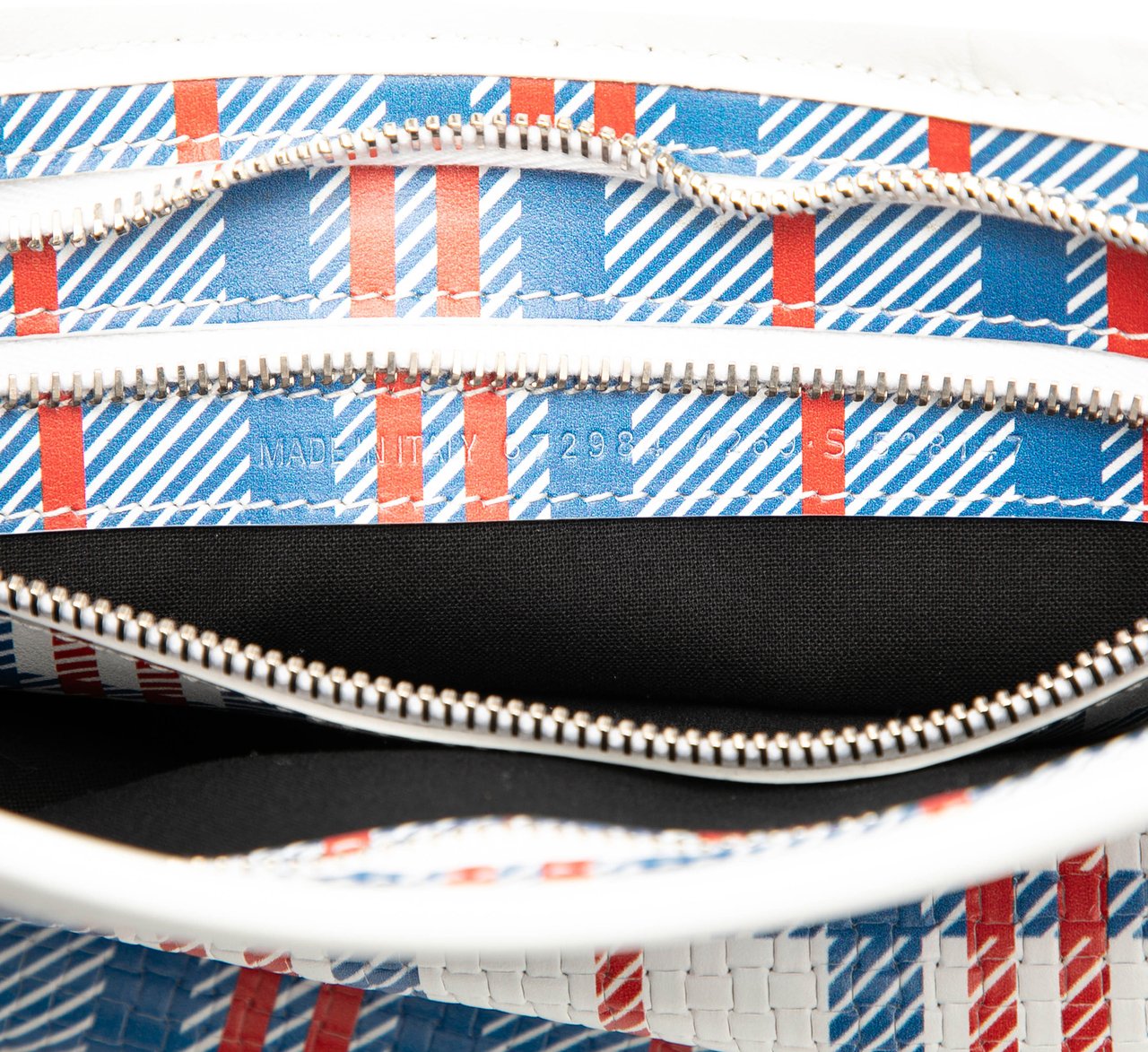 Balenciaga Small Lambskin Z Check Printed Barbes Zip Pouch Blauw