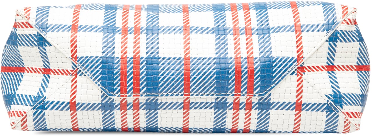 Balenciaga Small Lambskin Z Check Printed Barbes Zip Pouch Blauw