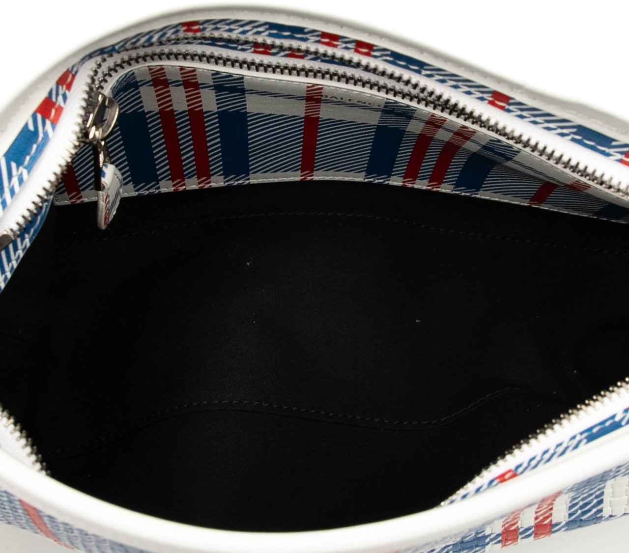 Balenciaga Small Lambskin Z Check Printed Barbes Zip Pouch Blauw