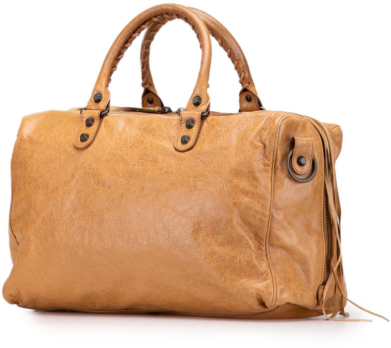 Balenciaga Lambskin Motocross Polly Satchel Bruin