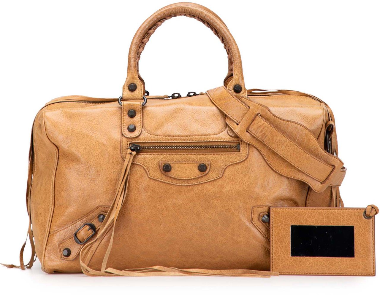 Balenciaga Lambskin Motocross Polly Satchel Bruin
