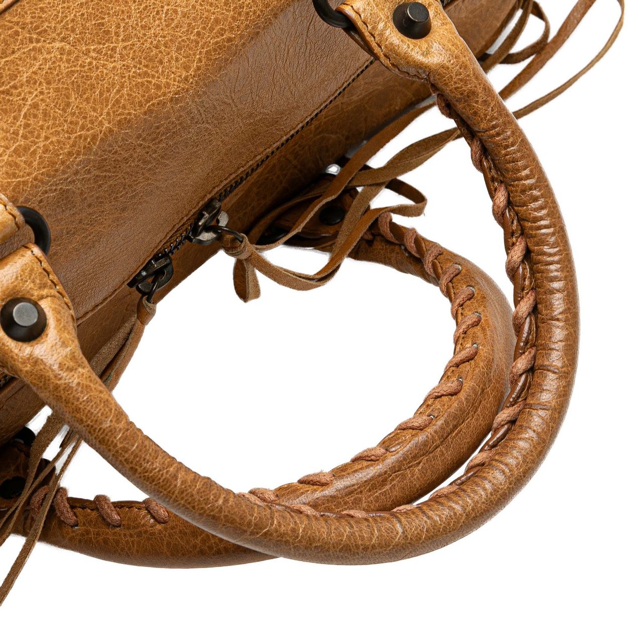 Balenciaga Lambskin Motocross Polly Satchel Bruin