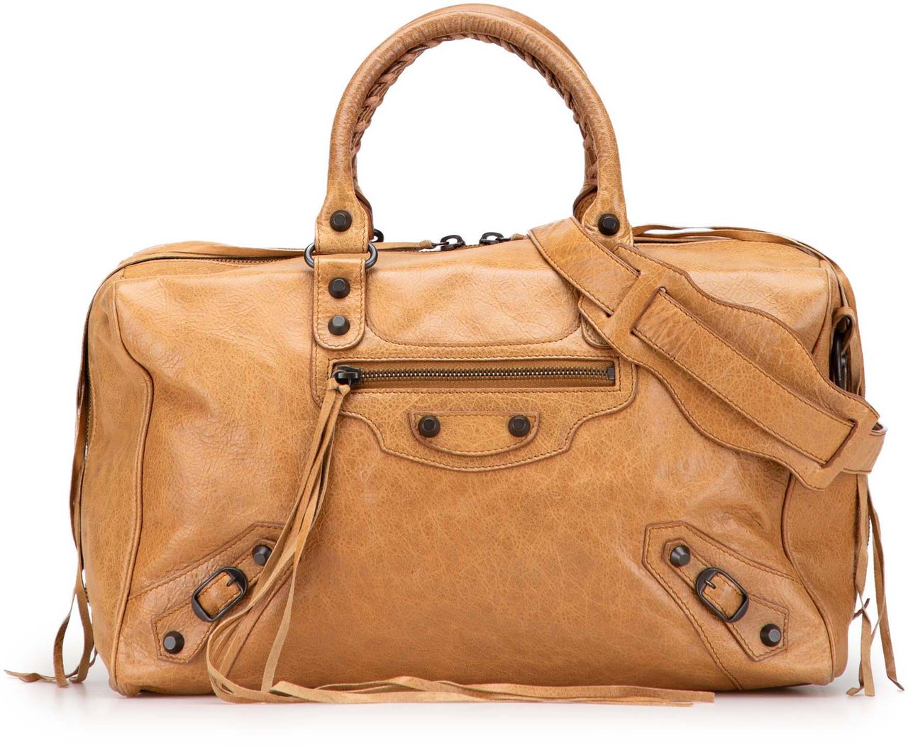 Balenciaga Lambskin Motocross Polly Satchel Bruin