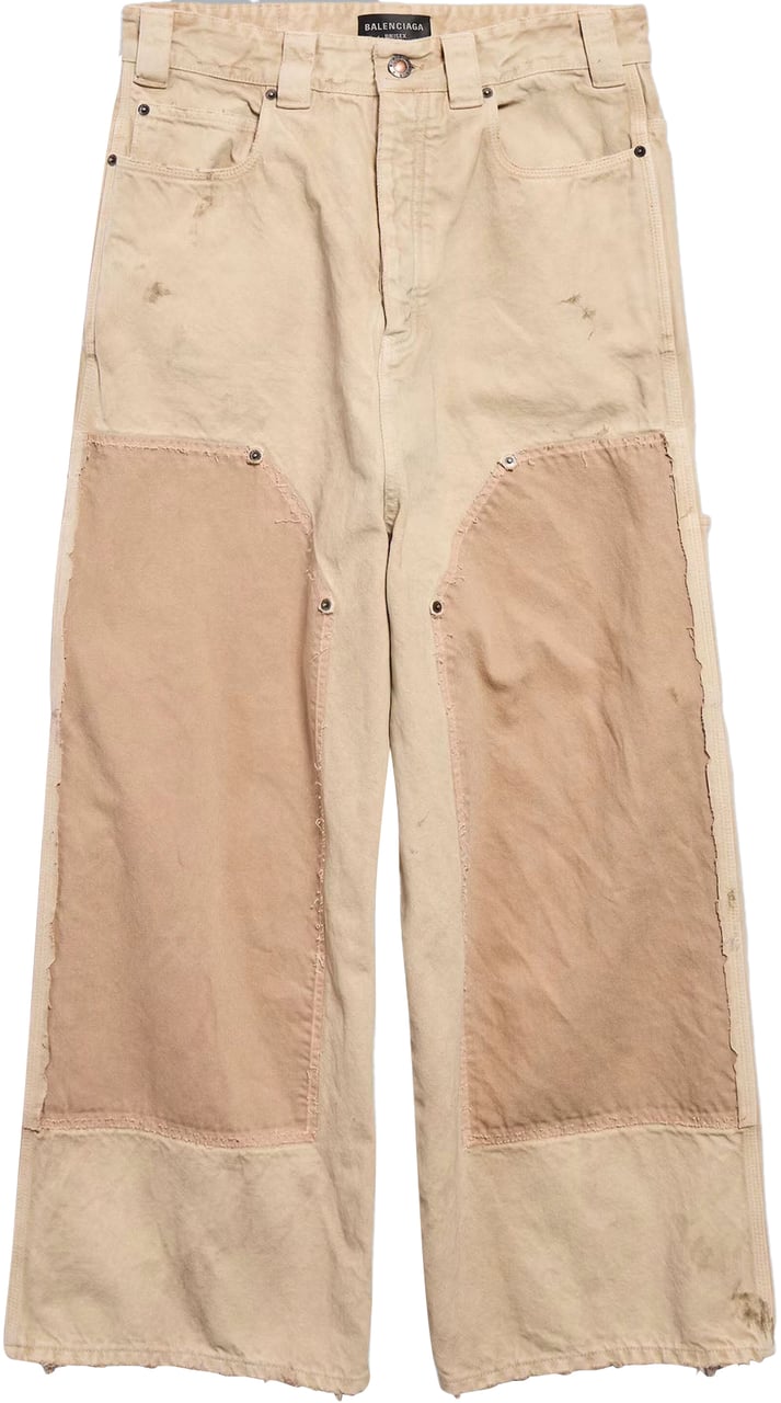 Balenciaga ORGANIC DENIM RIPPED OFF BAGGY JEANS Beige