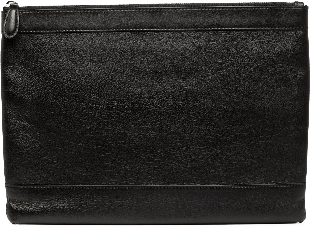 Balenciaga Leather Navy Clip M Zwart