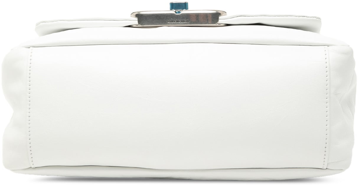 Balenciaga Small Calfskin Monaco Sling Shoulder Bag Wit