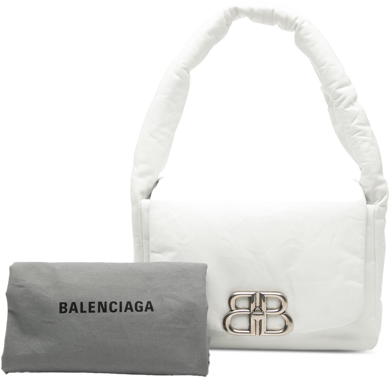 Balenciaga Small Calfskin Monaco Sling Shoulder Bag Wit