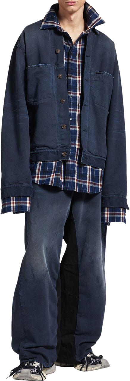 Balenciaga Opgen shirt met patches, spijkerjas Navy