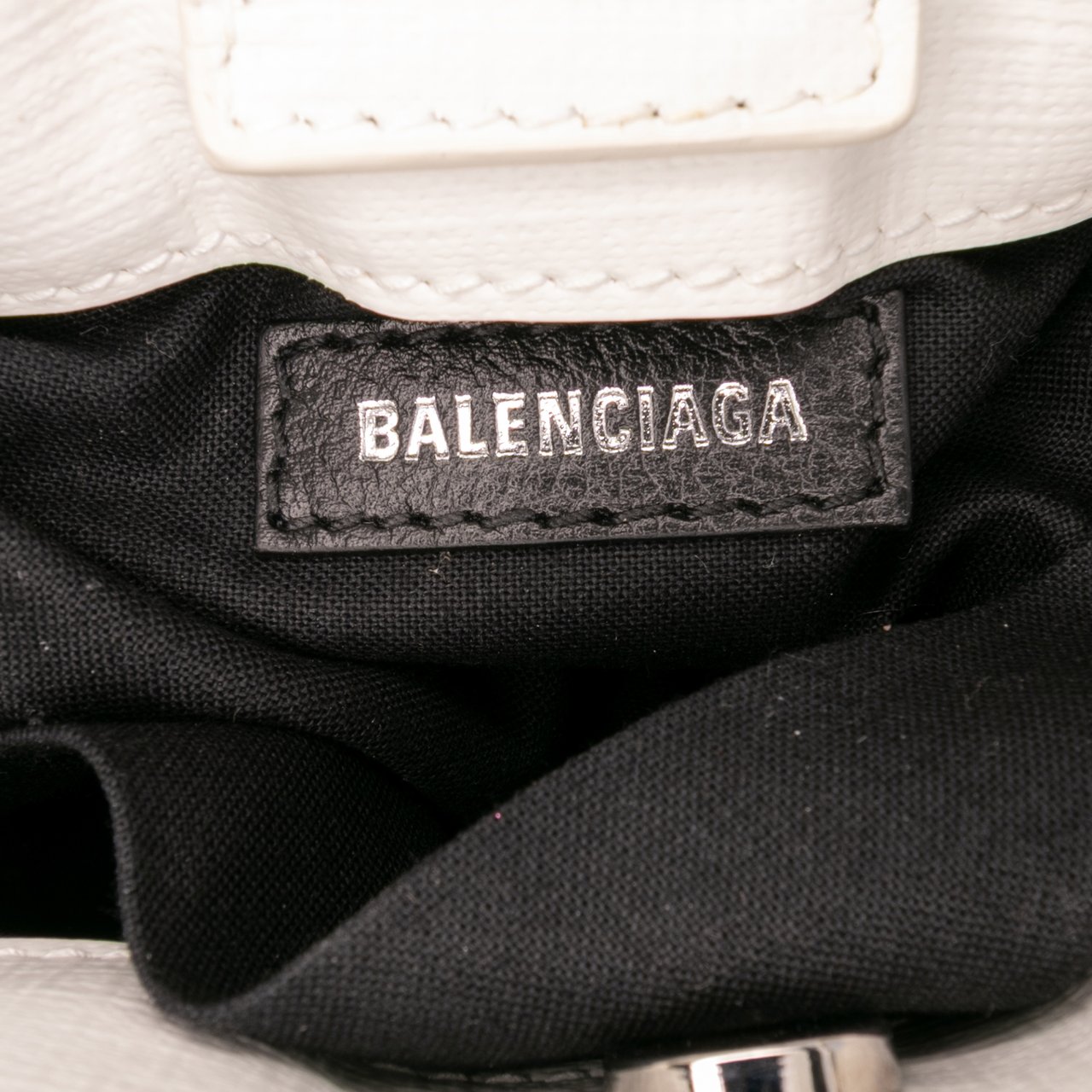 Balenciaga Mini Calfskin Logo Shopping Phone Holder Wit