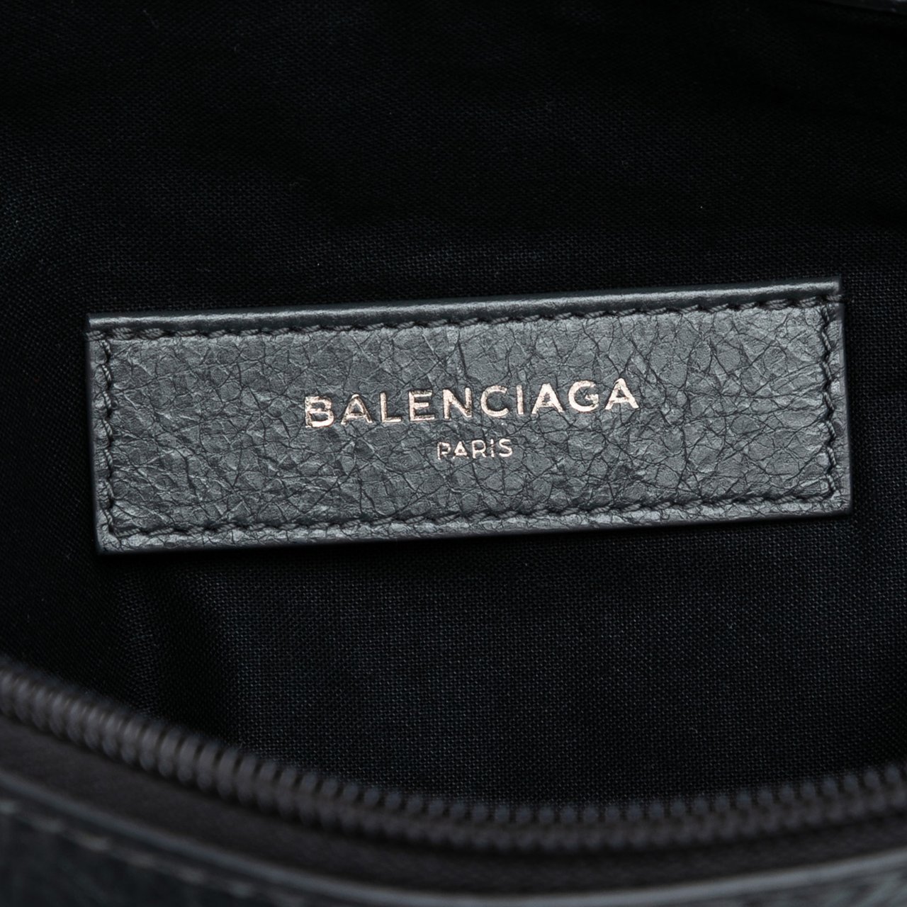 Balenciaga Lambskin Motocross Classic Clip Clutch Zwart