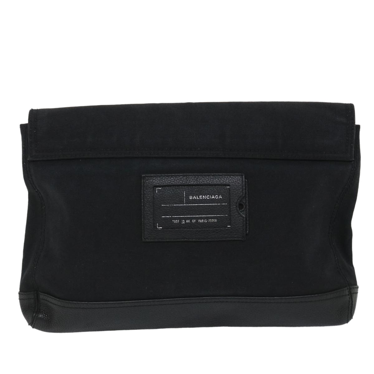 Balenciaga Balenciaga Flap Clutch Canvas with Leather Zwart