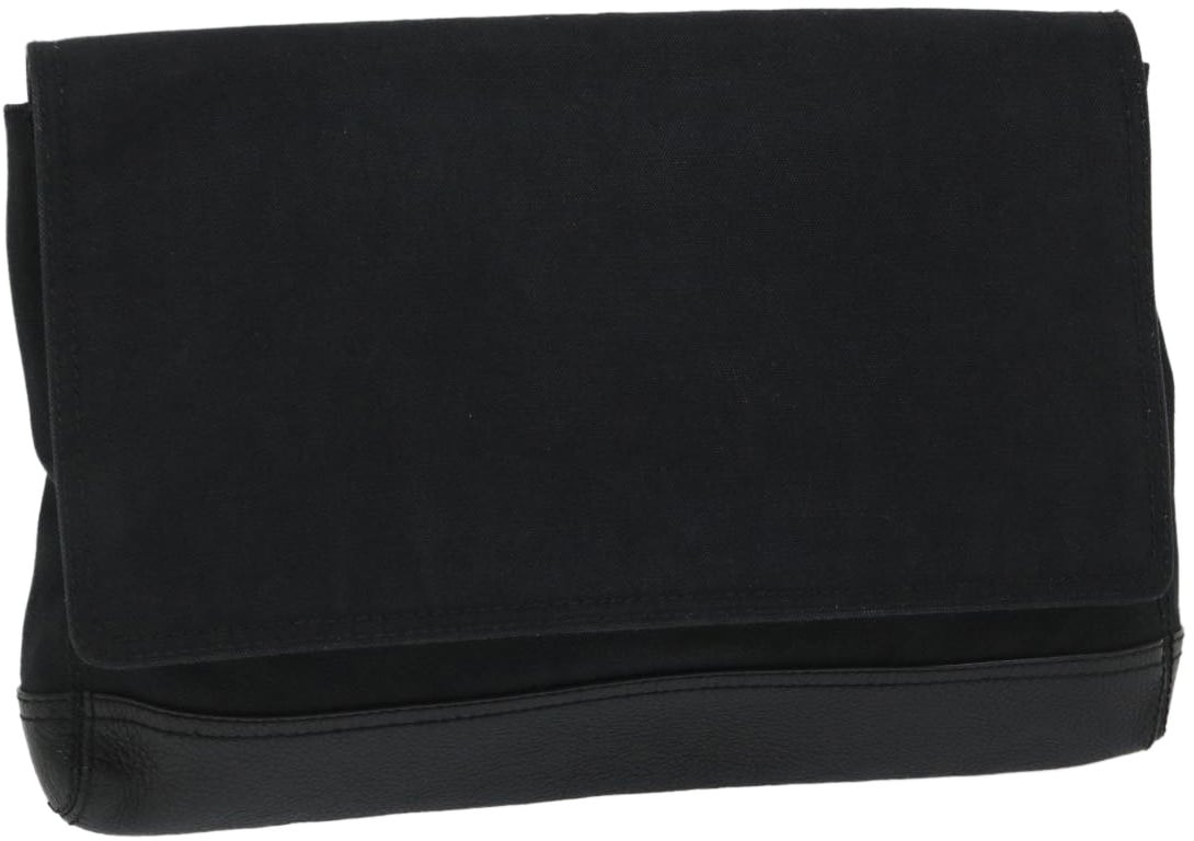 Balenciaga Balenciaga Flap Clutch Canvas with Leather Zwart