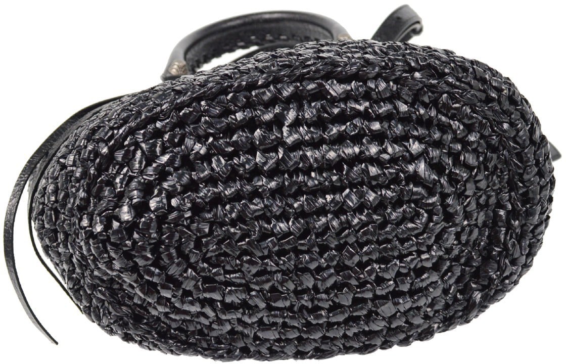 Balenciaga Balenciaga Le Cagole Panier Raffia with Leather Zwart